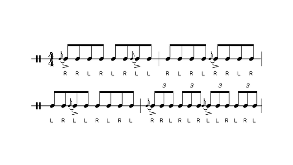Double Windmill drum rudiment notation